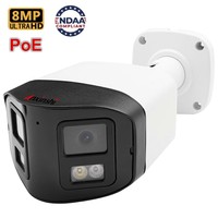 NDAA Complaint 8MP Dual Lens 180 Degree IP PoE Security Camera IP66 Two Way Audio CCTV Camera Fisheye Bullet IP Camera