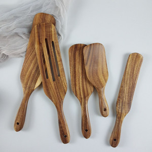 Set Spatula Kayu, Peralatan Dapur Jati Alami, Set Peralatan Masak Kayu Tidak Lengket Tahan Panas, Set Spatula Semprot - Product Image 5