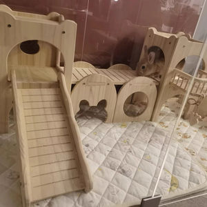 <span class=keywords><strong>Grand</strong></span> château de lapin en bois avec mangeoire à foin amovible et rampe d'intérieur pour petits animaux Habitat pour lapins - Product Image 2