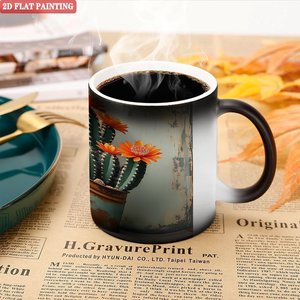 Taza diaria <span class=keywords><strong>de</strong></span> cerámica con borde liso y redondo, 11 oz, negra esmerilada, con efecto mágico <span class=keywords><strong>de</strong></span> cambio <span class=keywords><strong>de</strong></span> color por calor, ideal para dropshipping. - Product Image 4