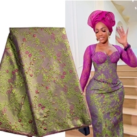 3464 Kain Brokat Ungu Afrika, Kain Tulle Prancis, Kain Brokat Hitam, Kain Organza Nigeria untuk Gaun Pesta Pernikahan, Dijual Kembali