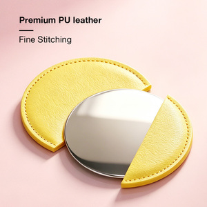 Factory Supply Premium PU Leather Cosmetic Compact Mirror with High Definition Glass for Travel Beauty Accessories - Product Image 4