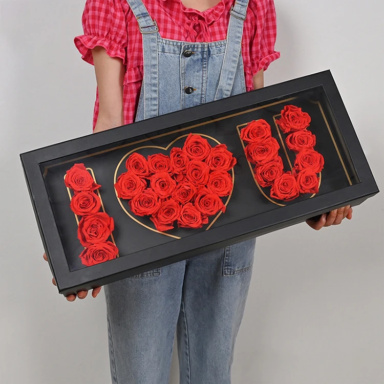 custom matt folding velvet eternal flower gift box with luxury flower valentine gift box rose packing