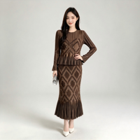Ensemble jupe sirène et haut peplum taille unique pour femme, élégant pour le bureau, collection automne, ensemble plissé deux pièces pour femme, fabriqué en usine depuis 20 ans