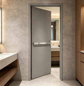 Porte intérieure minimaliste en aluminium Qifan avec isolation phonique pour salle de bain, design à ouverture latérale, surface finie - Product Image 1