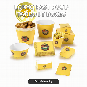 Set kemasan makanan cepat sekali pakai kotak Pizza kentang goreng & <span class=keywords><strong>Burger</strong></span> folder makanan kelas dapat dilipat seri kemasan - Product Image 2