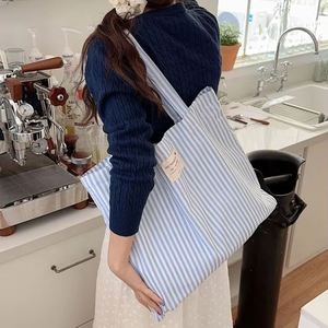 Produits très vendus, sac en toile rayé contrasté personnalisable, grande capacité, sac fourre-tout à bandoulière pour les voyages et le shopping - Product Image 2