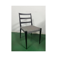 Chaise de restaurant en aluminium et polyester, légère, résistante aux intempéries, en aluminium argenté et gris, pour l'extérieur, en rotin, pour terrasse commerciale