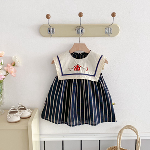 Vestido de Verano para Niñas al por Mayor de Angou, Vestido de Algodón Vintage sin Mangas para Niñas, Vestido Camisero con Falda - Product Image 3