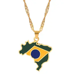Hot Sale Multiple Country Map Necklace National Flag Alloy Pendant Africa Map Necklaces