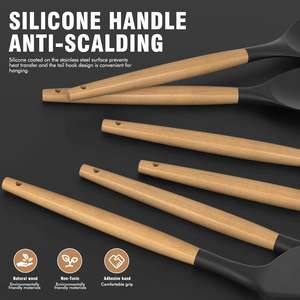Offre Spéciale : Ustensiles de Cuisine en Silicone de Qualité Alimentaire – Spatules et Ensembles d'Ustensiles de Cuisine avec Manche en Bois - Product Image 3