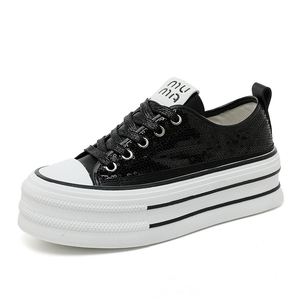 Chaussures plateforme tendance pour femme, sportives, à lacets, antidérapantes, avec talon compensé, à sequins, respirantes, adaptées à la saison (printemps-été) - Product Image 2