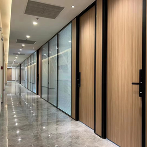 Trung Quốc manufacturerdouble nhôm Modular văn phòng kính tấm Tường di chuyển phân vùng với louver - Product Image 1