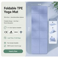 Tapis de yoga et de Pilates pliable antidérapant en TPE, 183 cm, épaissi, portable pour les entraînements à domicile, coussin de sol pour étudiants, équipement d'entraînement
