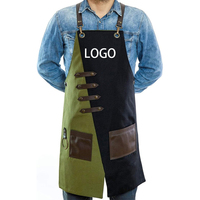 Tablier bicolore asymétrique en toile pour chefs, baristas, bricoleurs, artistes – Conception réglable à bretelles croisées, logo personnalisé