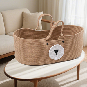 Cestino per neonati di sicurezza durevole con deposito per la corda di cotone portatile tessuto cesto per bambini - Product Image 2