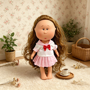 Solo Ropa para Muñeca <span class=keywords><strong>Mia</strong></span> Potato de 30 cm, Estilo Español, Vestido Azul Oscuro, Rosa, Blanco y Marino, Conjunto Completo para Muñeca - Product Image 2