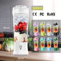 Blender portable 500 ml, rechargeable par USB, lame en acier inoxydable, mini mixeur à smoothies, mixeur à fruits pour voiture et camping-car