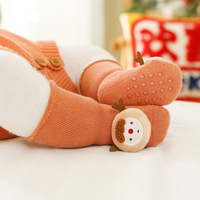 Haute qualité enfants coton enfant en bas âge semelle antidérapante chaussures chaussettes Offre Spéciale bébé nouveau-né hiver chaud thermique noël poignée chaussettes de sol