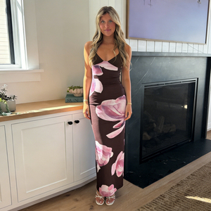 Vestido Maxi Bohemio para Mujer, Cintura Natural, Estampado Floral Digital, Cuello en V, Sin Mangas, Sexy, para Vacaciones de Verano y Playa - Product Image 3