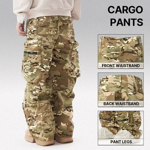 Pantalon cargo pour homme Hudao personnalisé, nouveau modèle vintage à imprimé <span class=keywords><strong>camouflage</strong></span>, coton lourd, durable, plusieurs poches à rabat - Product Image 2