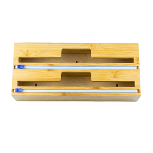 Wholesale Custom Modern Bamboo <strong>Cling</strong> Film <strong>Dispensers</strong> 2-in-1 Aluminum Foil Packaging Storage Drawers Rectangle Kitchen Storage - Product Image 4