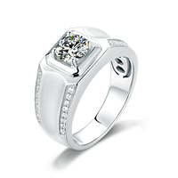 Usine En Gros 1Carat Solitaire Moissanite Anneaux Diamant D Couleur 925 Sterling Silver Personnalisé Or Blanc Fiançailles Hommes Anneaux