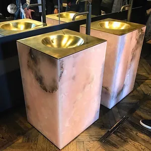 반투명 오닉스 화장실 분지 핑크 오닉스 스톤 실내 욕실 싱크
