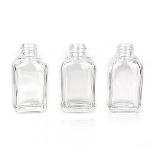 Hot Sale 10ml Square Glass Dropper Bottle For Serum Empty Clear Square Essential Oil Bottle