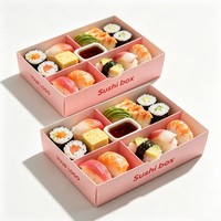 Boîte à sushi recyclable personnalisée avec logo, six compartiments pour la livraison de rouleaux de maki, emballage alimentaire pour sushi