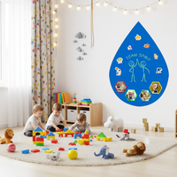 Tableau blanc interactif magnétique UCI Art Déco en PET pour enfants, autocollant mural effaçable pour dessin, idéal pour les anniversaires et les murs de maternelle
