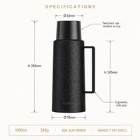 Bouteille isotherme en titane pur pour l'aventure, grande capacité, bouilloire en titane