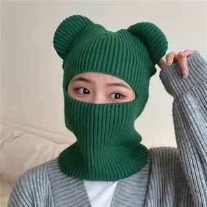 Pasamontañas de punto para mujer con orejas de oso, de fibra acrílica, a prueba de viento, gorro de invierno para ciclismo y uso al aire libre - Product Image 3