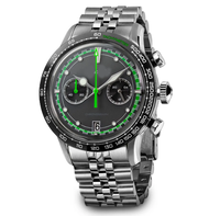 Reloj de Pulsera para Hombre, Cronógrafo de Acero Inoxidable, Estilo Vintage, Automático, de Cuarzo, Marca Trend OEM