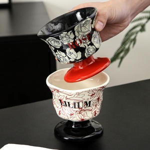 Gobelet en céramique vintage de haute qualité à pied haut pour la maison, idéal pour les desserts et la crème glacée, très esthétique et résistant aux hautes températures - Product Image 3