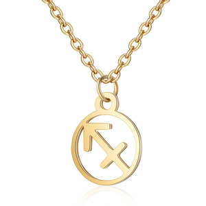 Non ternir 18K Or <span class=keywords><strong>Horoscope</strong></span> Signe Du Zodiaque Creux Pièce Pendentif Collier Bijoux De Mode Colliers Pour Femmes Filles - Product Image 3