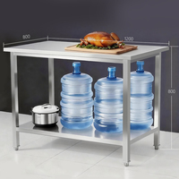 Table de préparation en acier inoxydable à deux niveaux avec finition polie, capacité de charge de 300 kg/m, table de restauration en kit, fournitures de restauration