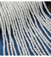 Perles d'eau douce naturelles blanches de 4-5 mm, de forme baroque, à haute brillance, de qualité AA, sans noyau, perles en vrac pour bricolage, longueur 36 cm