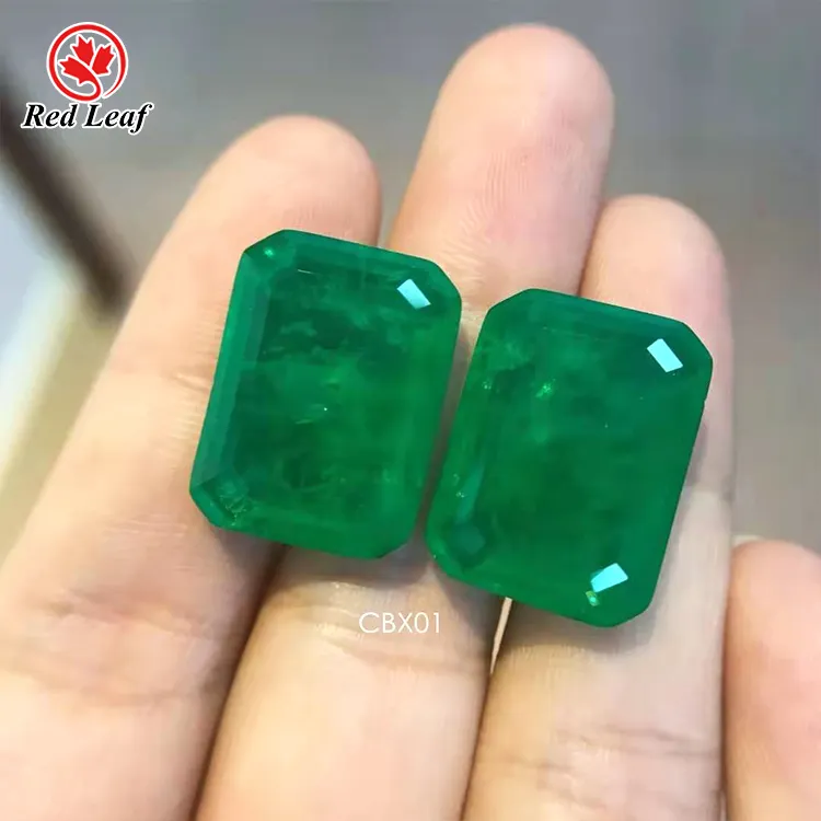 Gemme Redleaf pietra preziosa sciolta personalizzata pietra di fusione sintetica pietra preziosa sintetica di colore verde per gioielli in pietra di fusione