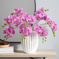Anggrek Phalaenopsis PVC Artifisial Ukuran Kecil, Sentuhan Realistis 3D, Embossed 3D Printing, Melembapkan, untuk Dekorasi Rumah/Teh