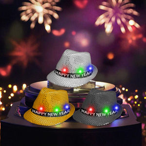 Sombrero Fedora <span class=keywords><strong>de</strong></span> Jazz con lentejuelas LED personalizado para Halloween, <span class=keywords><strong>Año</strong></span> Nuevo, bodas y fiestas <span class=keywords><strong>de</strong></span> <span class=keywords><strong>concierto</strong></span>, suministro <span class=keywords><strong>de</strong></span> decoración <span class=keywords><strong>de</strong></span> eventos con luces coloridas - Product Image 4