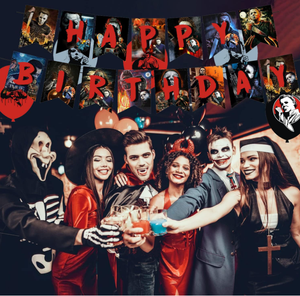 Décorations d'anniversaire Michael Myers : Bannières, drapeaux, décorations de gâteaux et cupcakes, ballons imprimés à l'hélium, autocollants sur le thème du <span class=keywords><strong>film</strong></span> d'<span class=keywords><strong>horreur</strong></span> - Product Image 4
