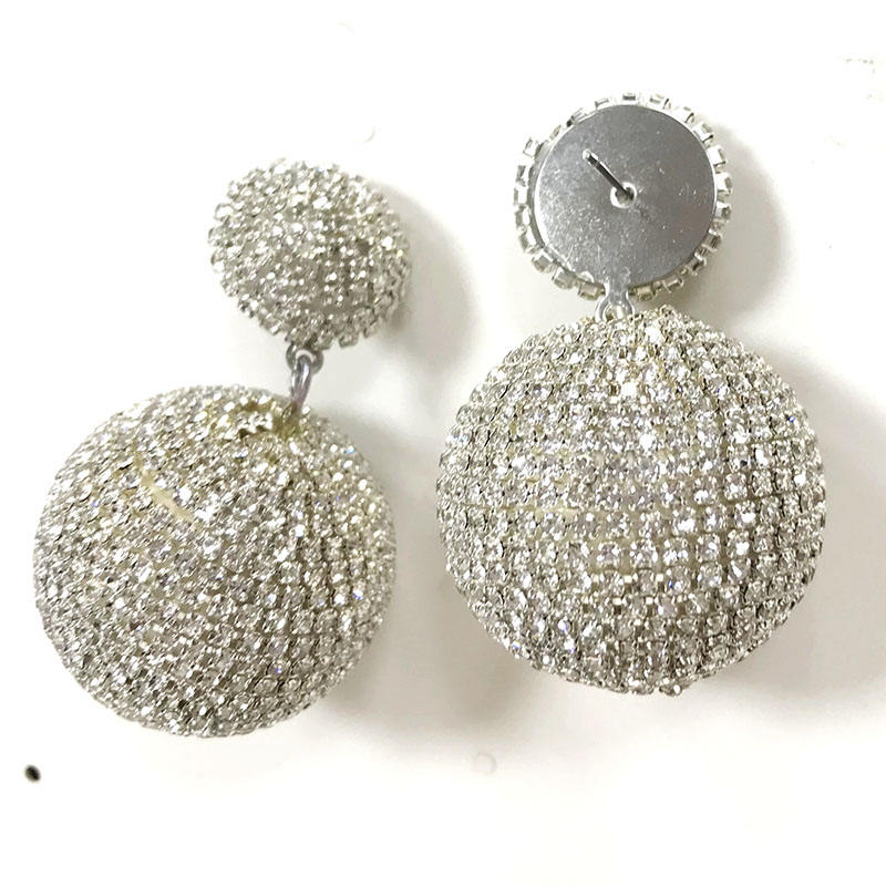 Elegant 8MM Round .925 Sterling Silver Shiny Pav&eacute; Crystal