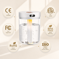 Humidificateur d'air transparent direct usine, logo personnalisé OEM ODM, faible MOQ, diffuseur ultrasonique USB de bureau à brume froide avec écran LED