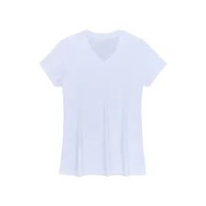 T-shirt blanc à col v pour femmes, vêtement tendance, tenue de soirée, vente en gros