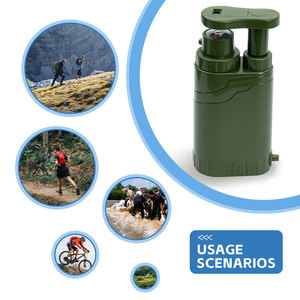 Filtre à eau à pression manuelle avec couteau à boussole et silex pour le <span class=keywords><strong>camping</strong></span>, la randonnée, la survie en cas d'urgence, équipement de plein air - Product Image 2