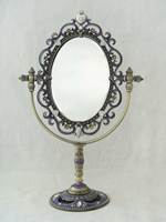 Miroir oscillant de table en alliage métallique ovale bordeaux en laiton vintage simple face pour la décoration intérieure de la maison cadeaux