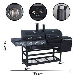 Barbecue commercial OdenPeak double fonction gaz et charbon de bois, rôtissoire à viande de grande capacité, fumoir moderne de style <span class=keywords><strong>américain</strong></span> pour cour - Product Image 3