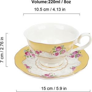Luxury New Bone China Colorful Elegant Floral Gold Coffee Cup with Saucer British <strong>Tea</strong> <strong>Set</strong> 6+6 Classic Rose <strong>Tea</strong> <strong>Party</strong> <strong>Set</strong> - Product Image 6