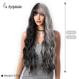 La Sylphide Long <b>Curly</b> <b>Wig</b> With Bangs Full Head Fiber Cosplay Halloween Gift - Product Image 5